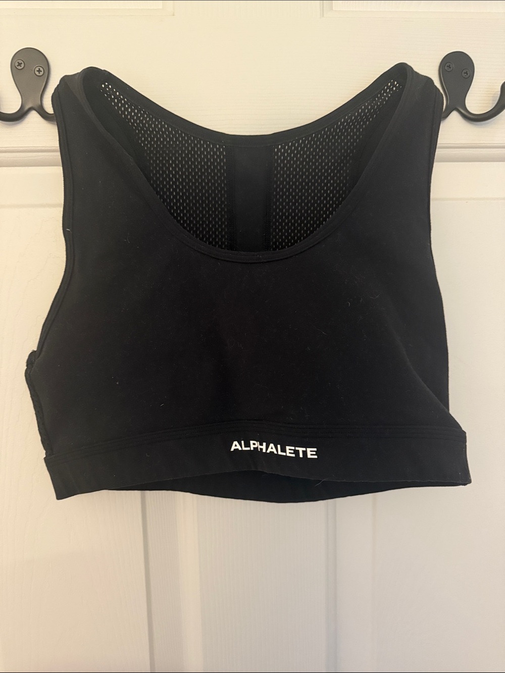 Alphalete Black Mesh-Back Crop Sports Bra